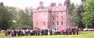 Some of the Clan Galbraith Association Members in front of Culcreuch Castle, Stirlingshire, Scotland.  The ancestral home of the Galbraith Clan circa 1290 AD..